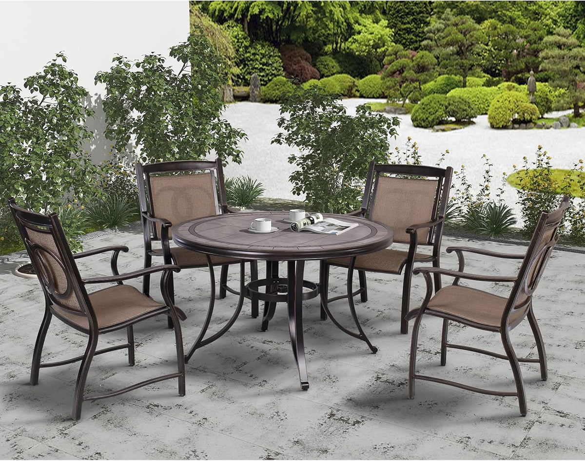Cast Aluminum Outdoor Dining Chairs Set of 4 J977015