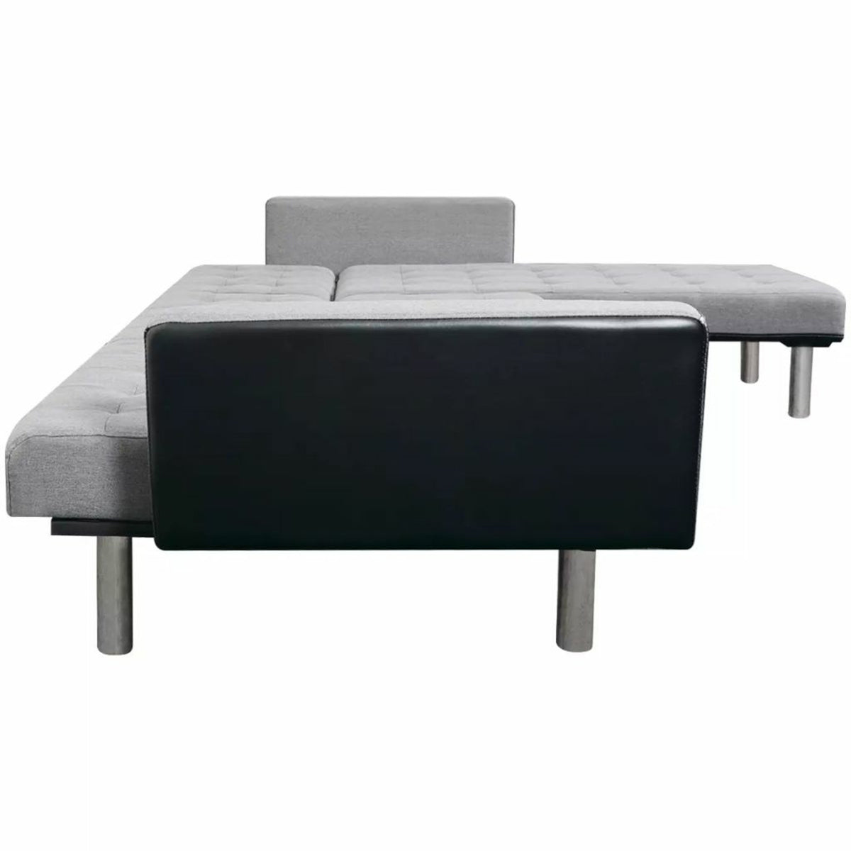 L-shaped Sofa Bed Fabric Black and Gray H333