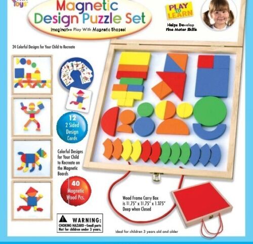 Magnetic Wooden Pattern Blocks Set with Carrying Case E41115