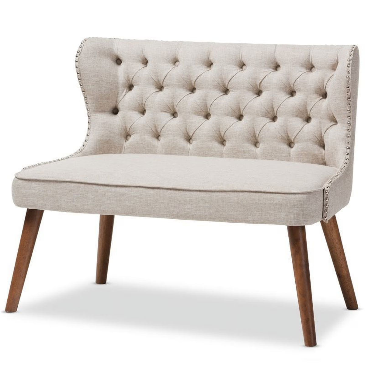 Mid-Century Upholstered 2-Seater Loveseat in Brown V281