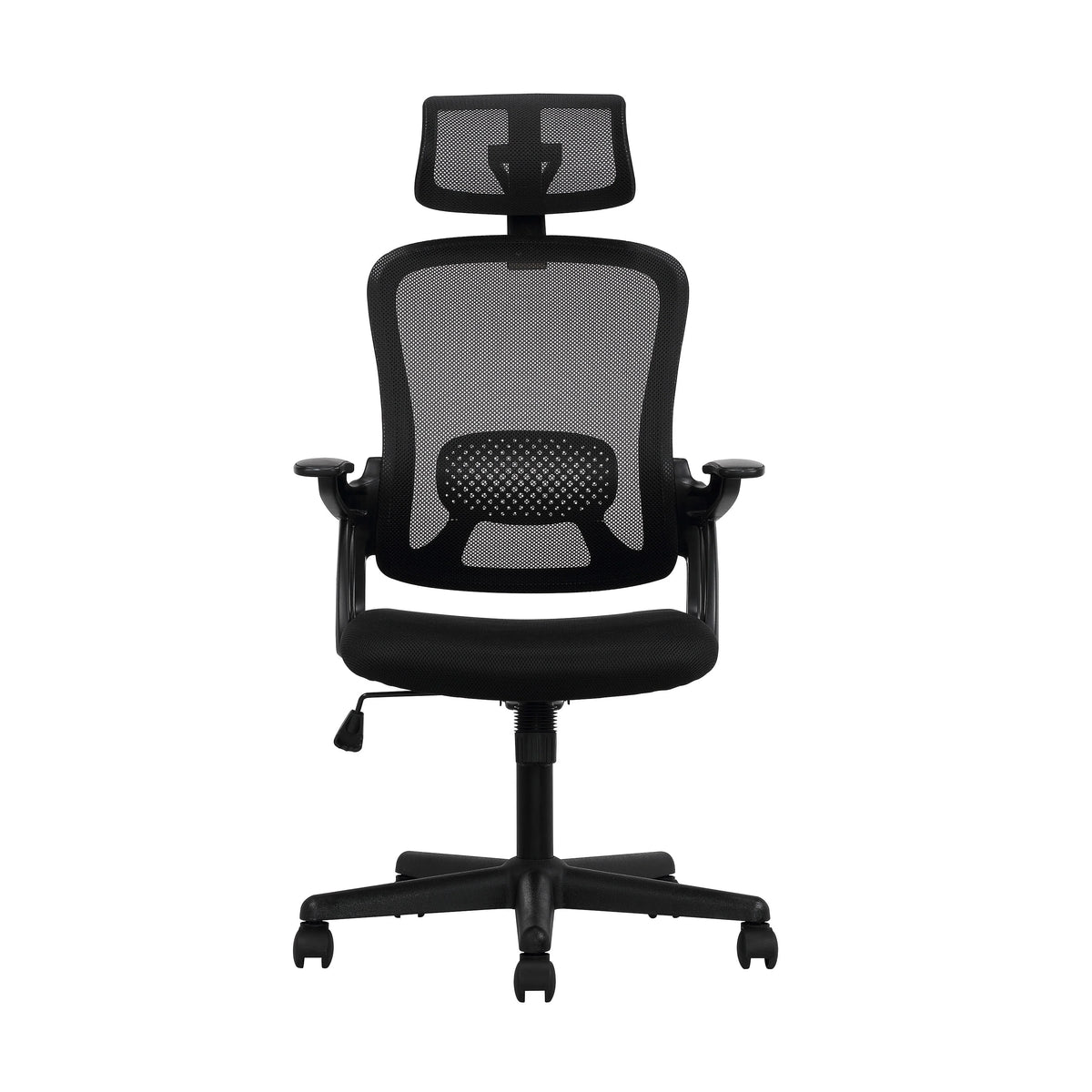 Black Fabric Ergonomic Office Chair with Adjustable Headrest Q531840