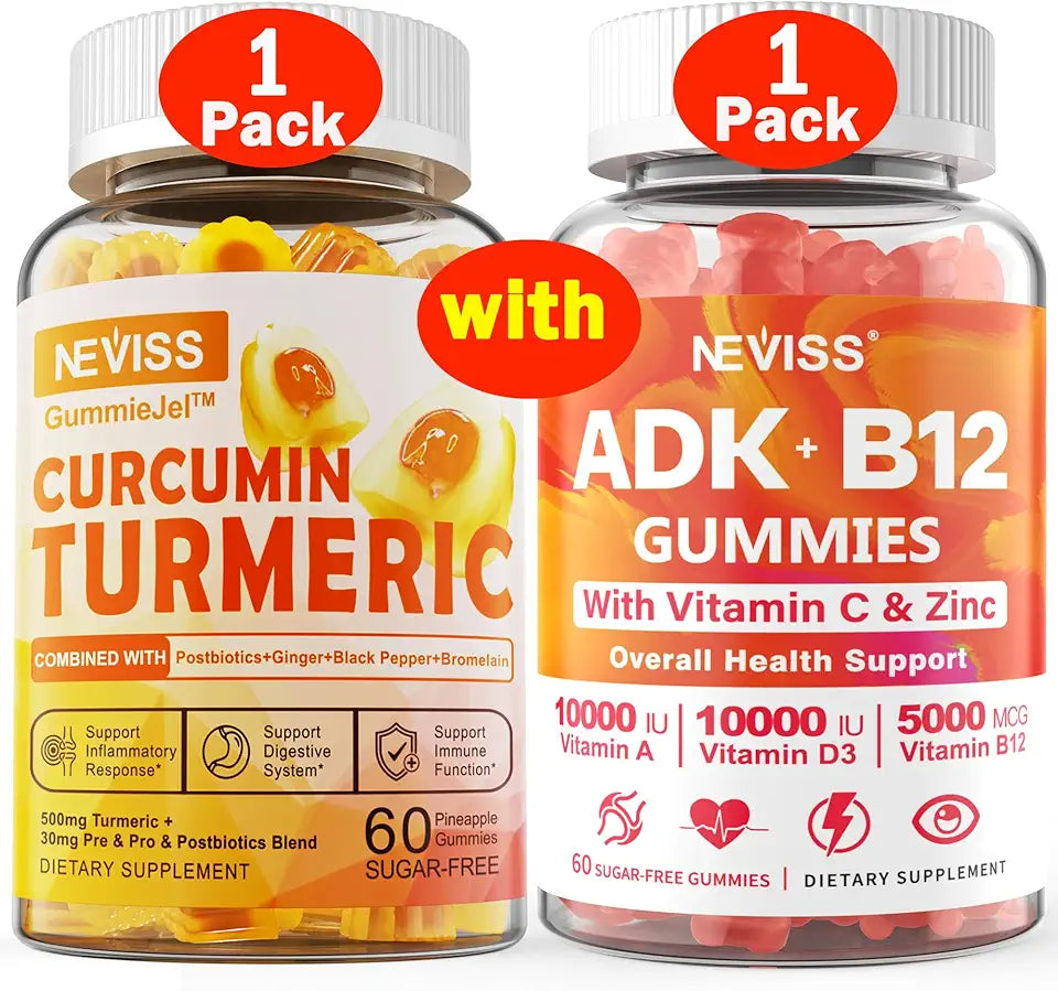 Turmeric Curcumin Gummies + Vitamin ADK with B12 Gummies Q16282