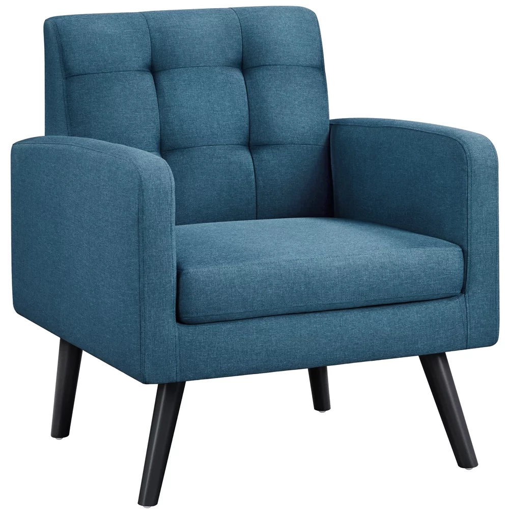 Yellow Tufted Accent Arm Chair with Rubber Wood Leg C497