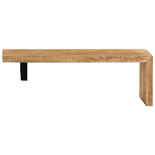 Solid Mango Wood TV Stand with Wrought Iron Legs, 45.3" L x 18" W x 15.7" H G567875
