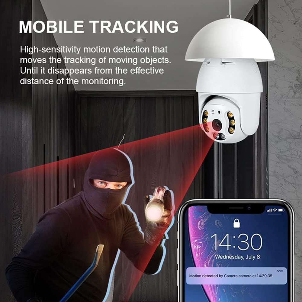 2K 3.0MP Wireless PTZ Security Camera with E27 Light Bulb Connector, Pack of 2 H198541