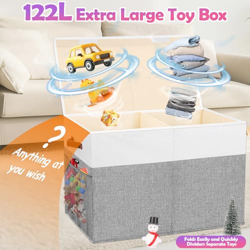 Extra Large Collapsible Toy Storage Box with Lid and Divider C231123