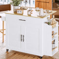 Black Rolling Kitchen Island with Storage and Drop Leaf B988
