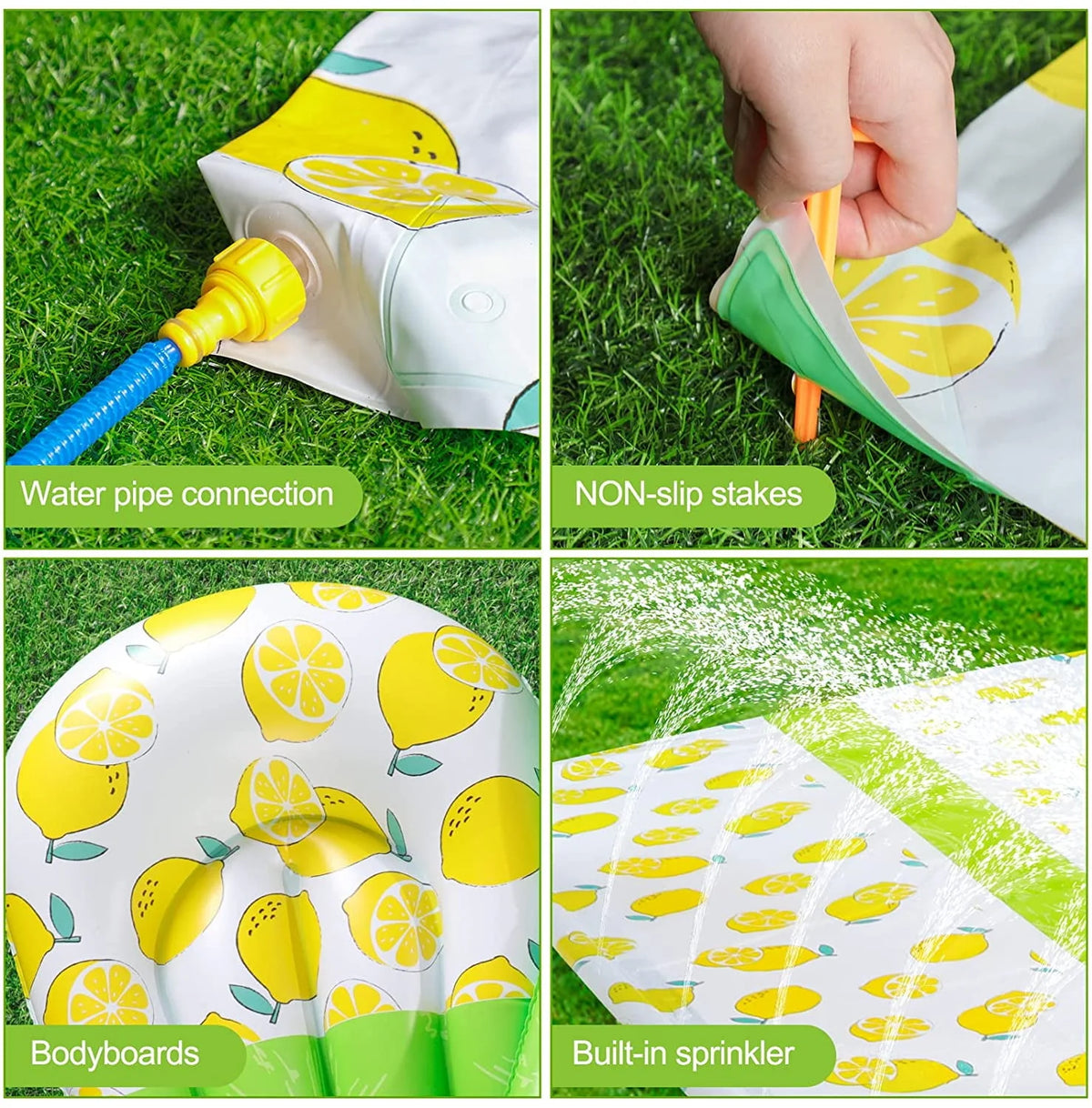 Inflatable Water Slide with Sprinkler and 2 Body Boards S605