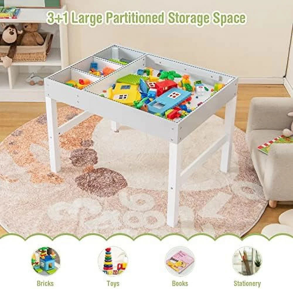 2 in 1 Toddler Wooden Activity Table with Paper Roll White T4880