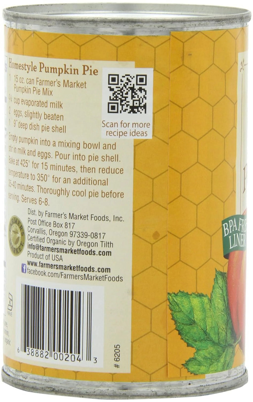 Organic Canned Pumpkin Pie Mix 15-Ounce Cans Pack Of 12 R9556