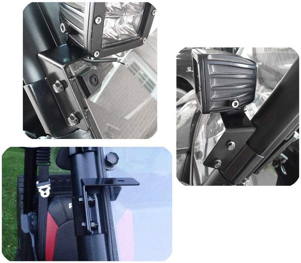 LED Light Bar Mount Windshield Kit 50 288W Curved Front Pillar Side 2x 18W 3 Cube Lights Brackets w/ 2x Wiring Kit Full Size Pro-Fit Cage Upper For 2013-2021 Polaris Ranger XP 1000 900 570 Q3661