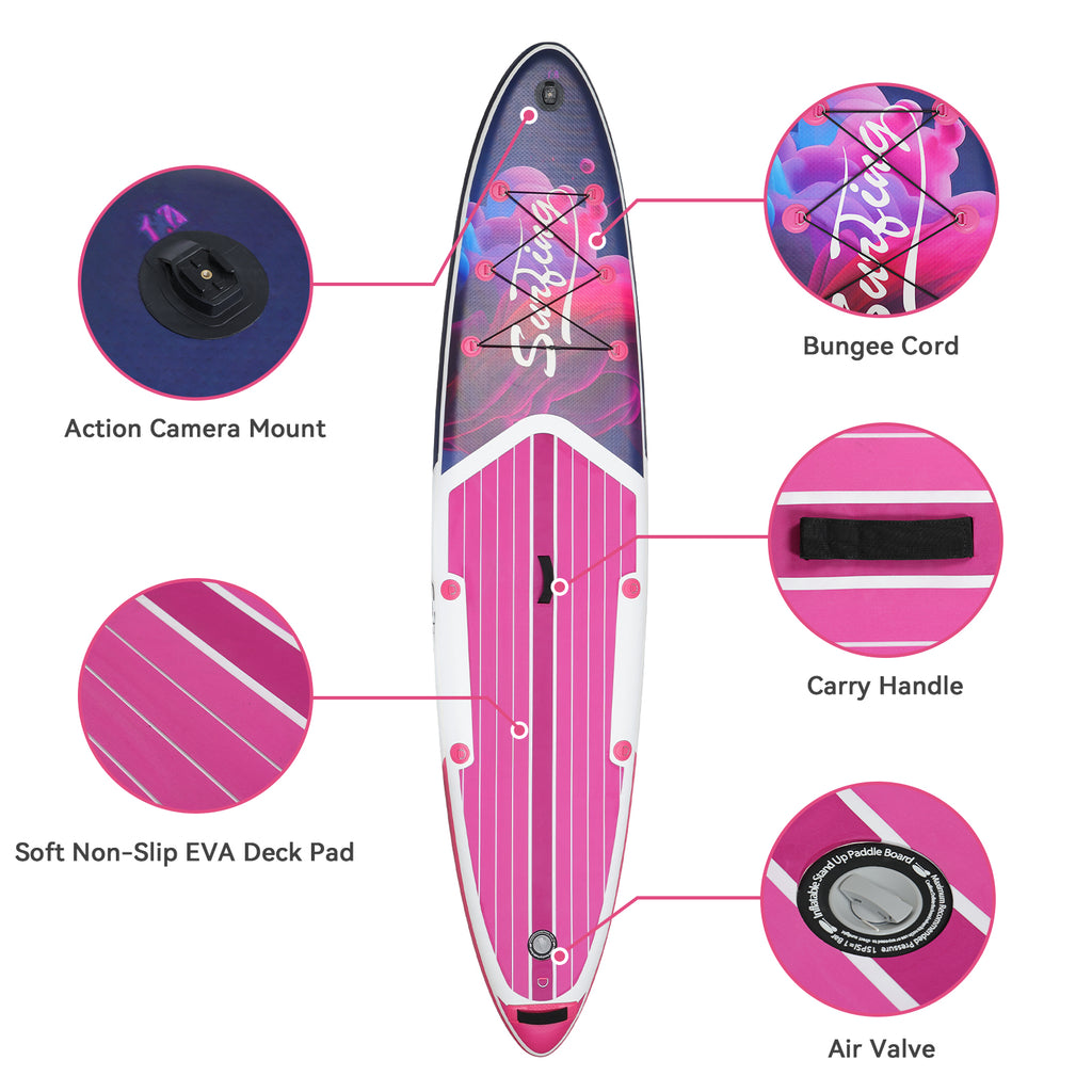 Pink Inflatable Stand Up Paddle Board and Sit-on Kayak Set with Backpack Z285916
