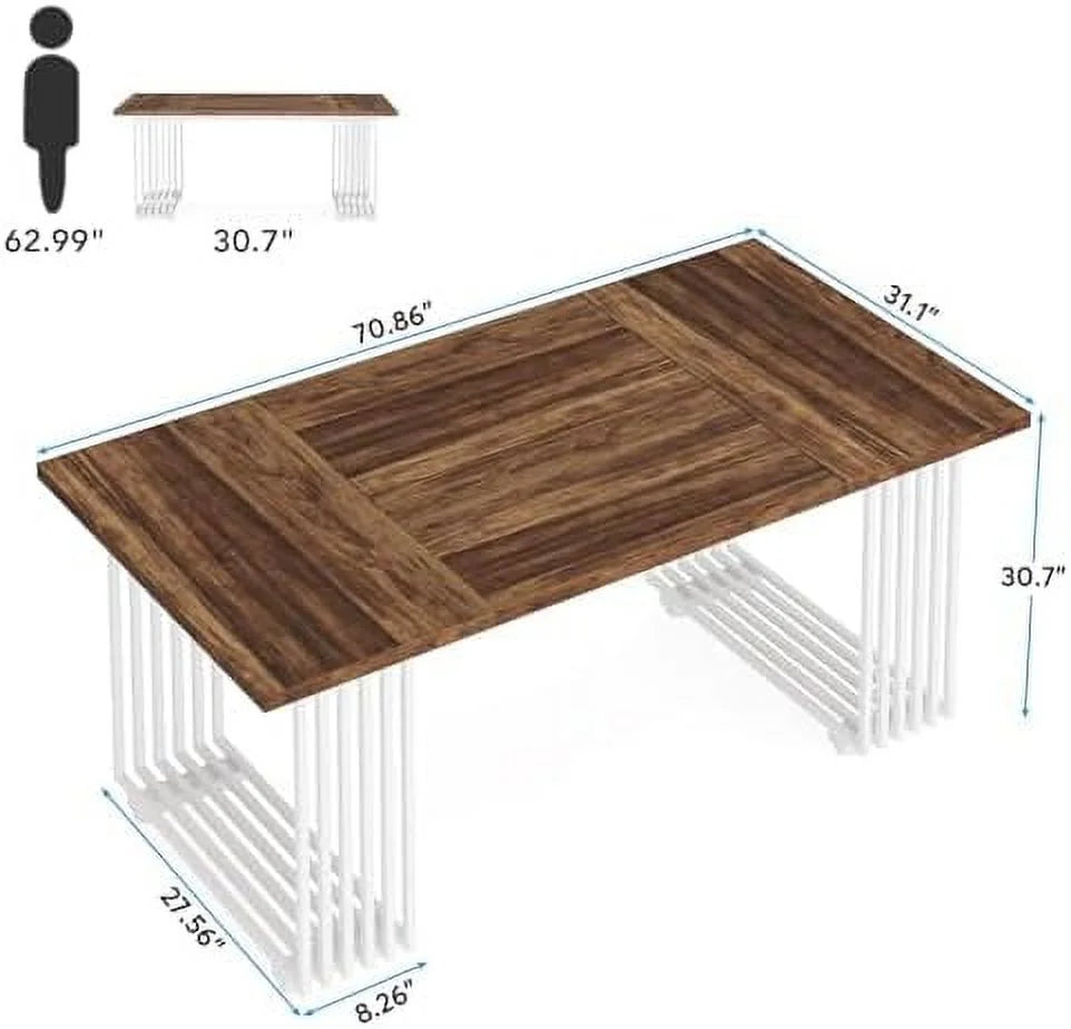 White 70.8 Inch Dining Table with Gold Metal Legs I8653