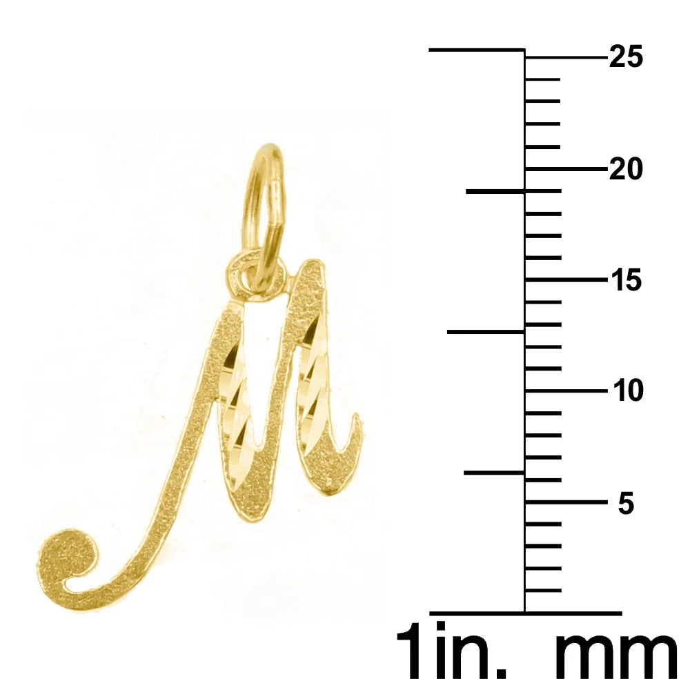 14K Yellow Gold Diamond-Cut Initial Pendant Necklace with 22" Chain L989582