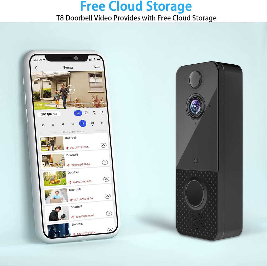 Wireless 1080P HD Video Doorbell with Chime, 2-Way Audio, Night Vision, IP65 Weatherproof, Pack of 2 J597173