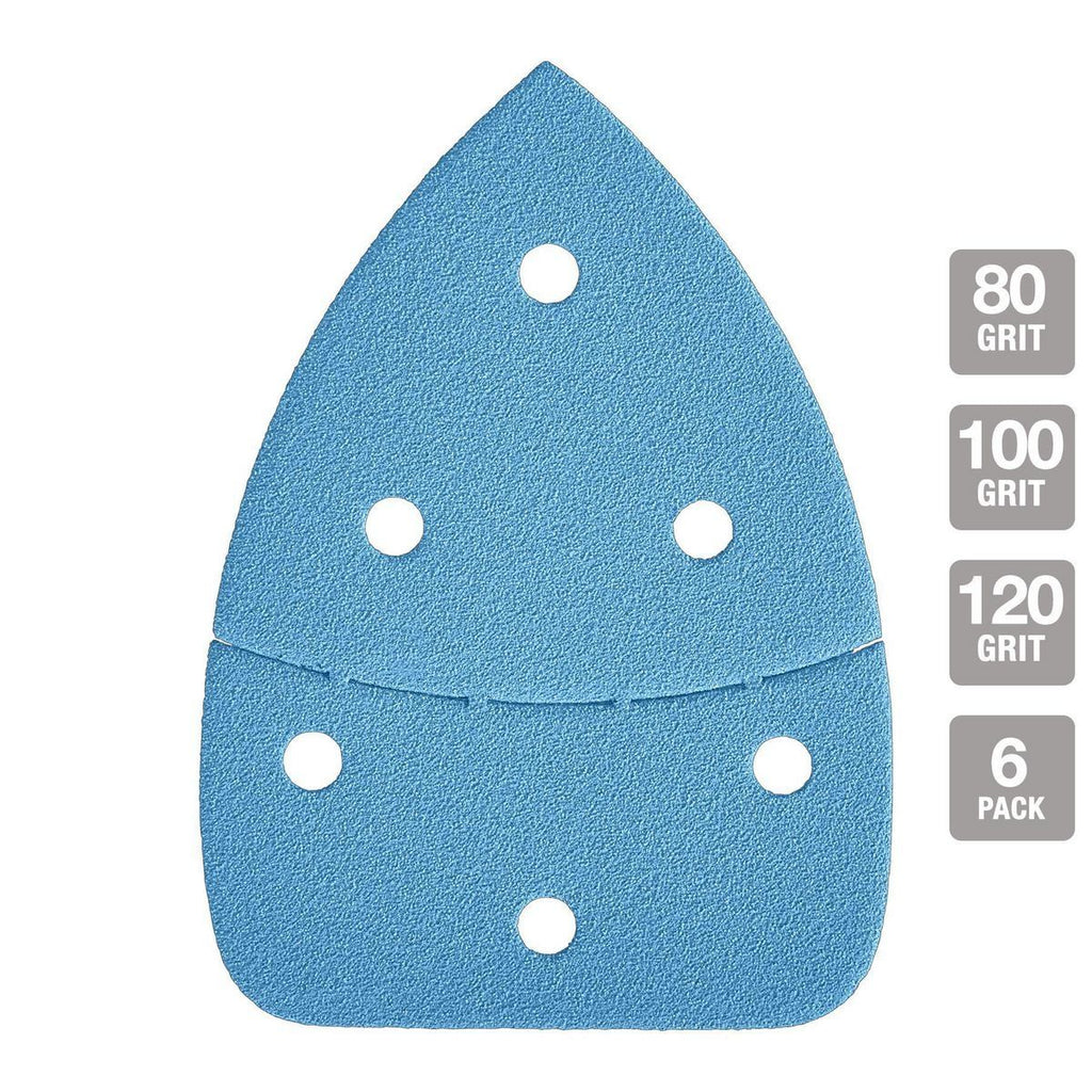 80, 100, 120-Grit Hook-and-Loop Corner Detail Sanding Sheets, 6-Pack W220