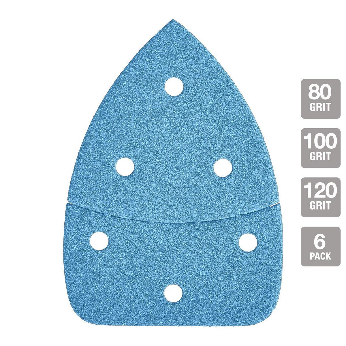 80, 100, 120-Grit Hook-and-Loop Corner Detail Sanding Sheets, 6-Pack W220