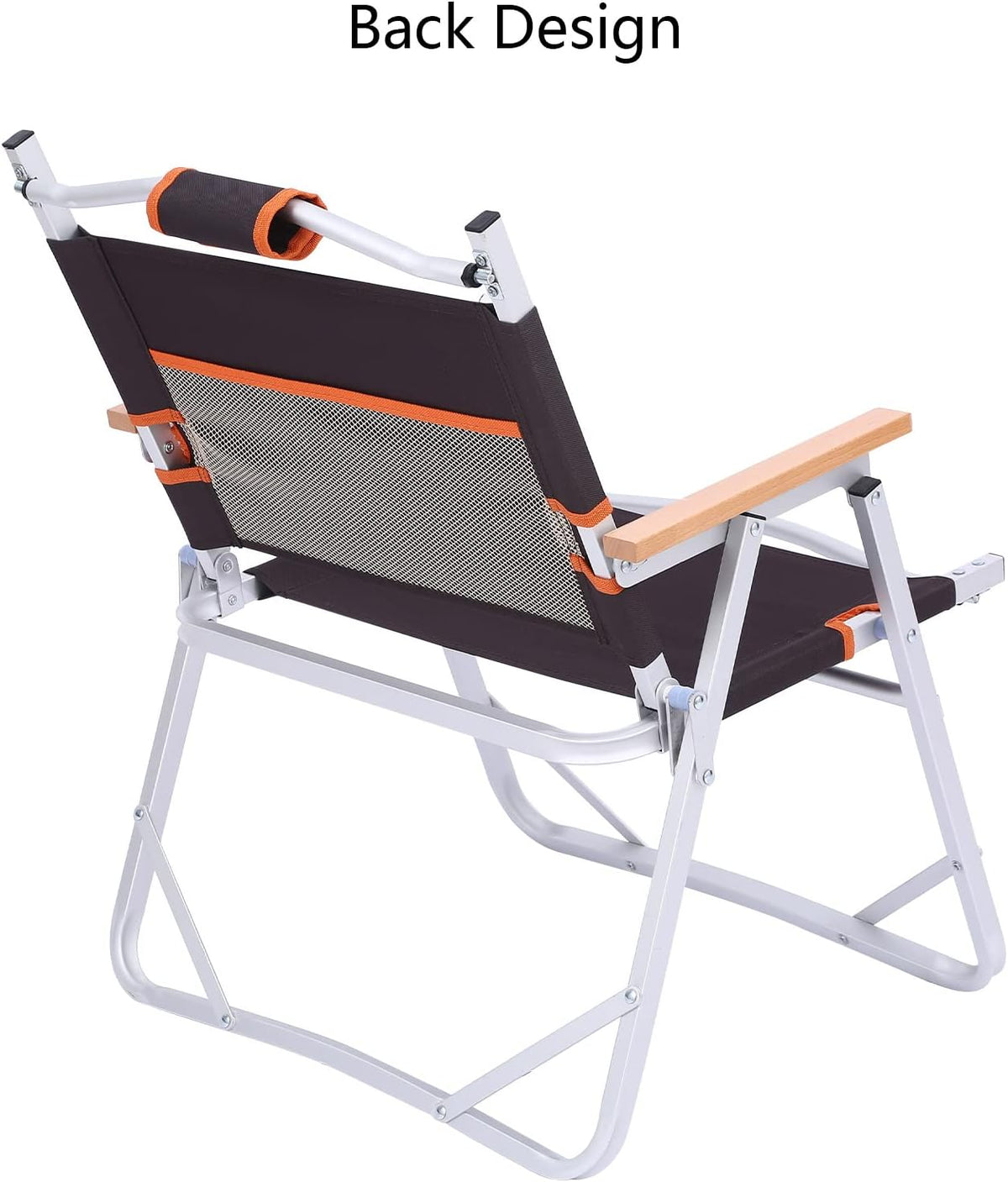 Camping Beach Chair, Heavy Duty Triangular Frame, Easy Folding with Portable Bag and Back Pocket, Dark Brown G79509