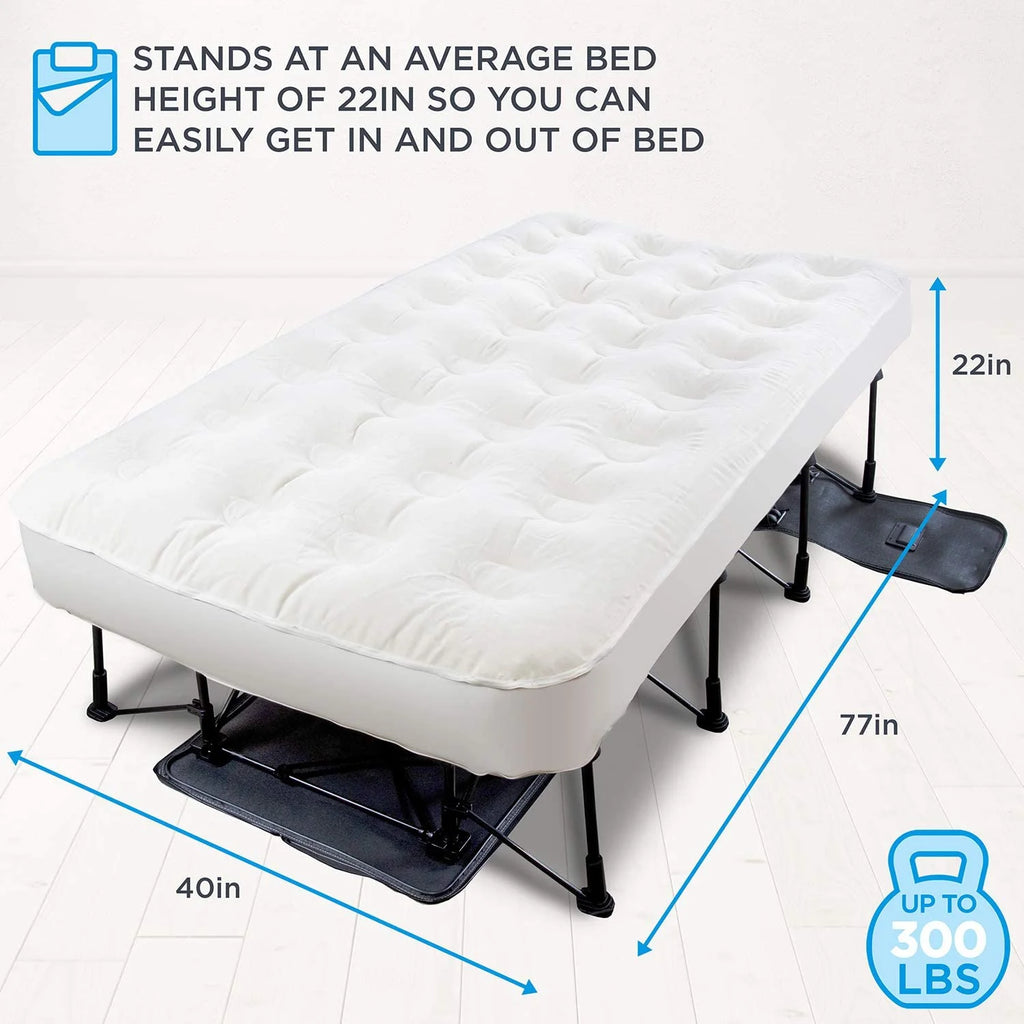 Queen Self Inflatable Air Mattress with Frame & Rolling Case V408