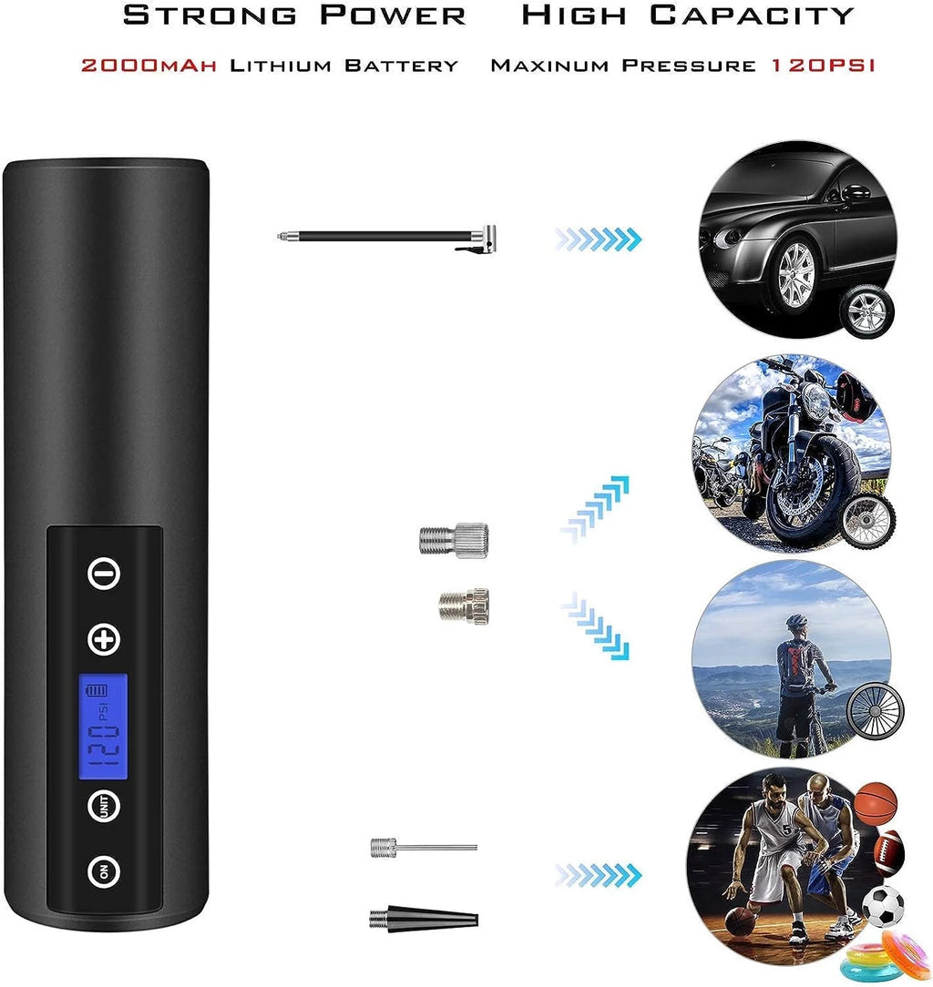150 PSI Cordless Tire Inflator Air Compressor with LCD Display LED Light W797