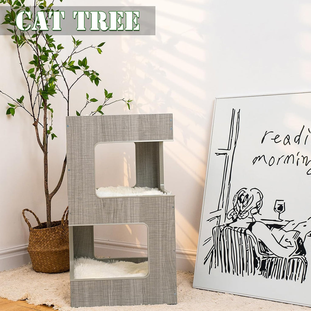 27.5 Inch Multi-Level Cat Tree with Removable Soft Blanket B64500