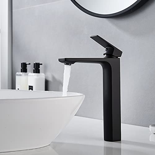 Matte Black Tall Single Handle Vessel Sink Faucet V550