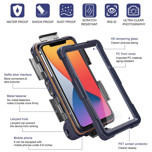 Waterproof Protective Case for Phones Up to 6.9 Inch with Lanyard L468224