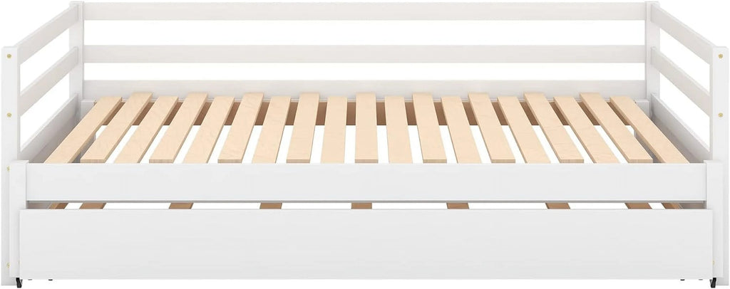 White Wood Extendable Daybed with Trundle L99818