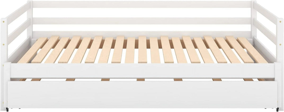White Wood Extendable Daybed with Trundle L99818
