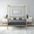 King Size Gray Canopy Bed with Built-in Headboard X89751