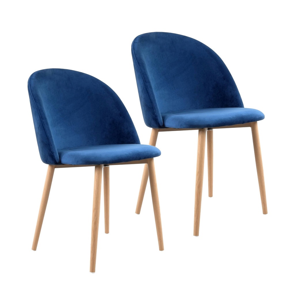 Blue Velvet and Metal Dining Chairs Set of 2 O886