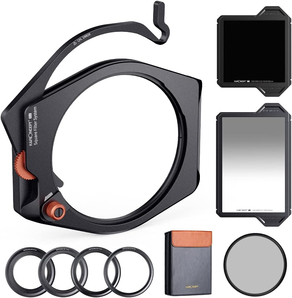 Square Filter Holder System Kit with 95mm Circular Polarizer, Square GND8 Filter, ND1000, and 4 Filter Adapter Rings N756177