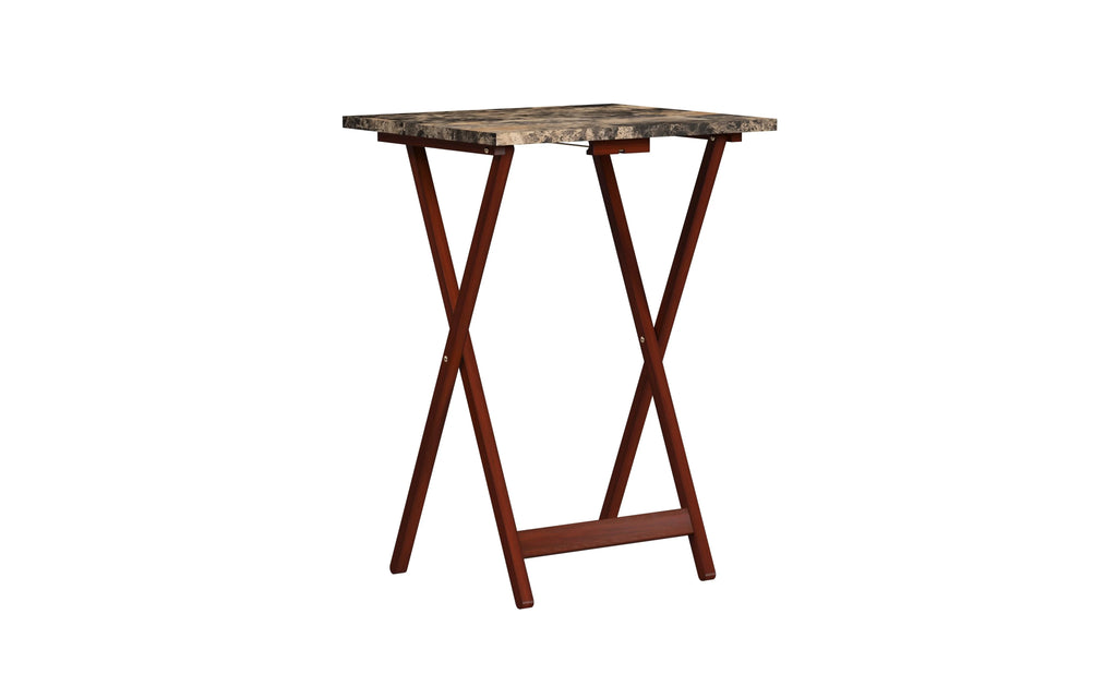 5-piece Faux Marble Folding Snack Tray Table Set I853173