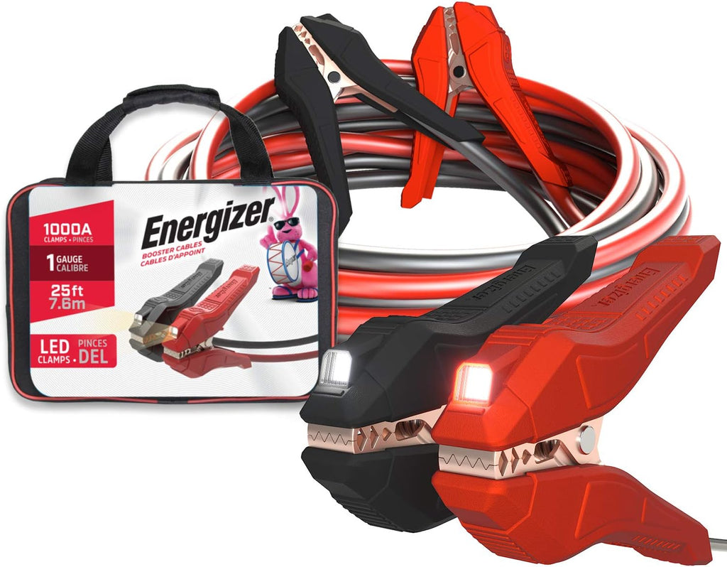 25-Feet 1-Gauge Heavy Duty Jumper Cables with Carrying Bag D71894
