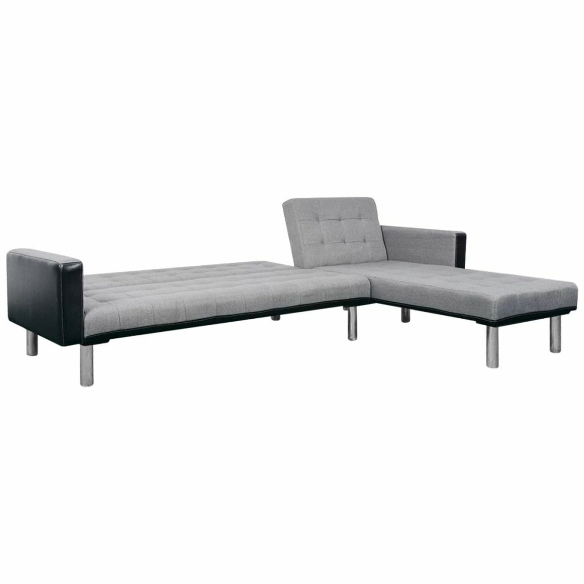 L-shaped Sofa Bed Fabric Black and Gray H333