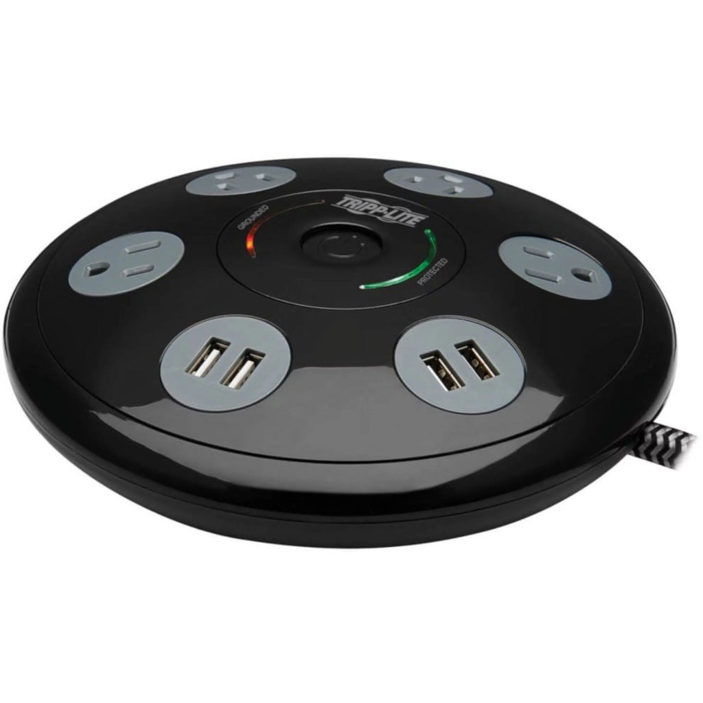 Surge Protector with 4 Outlets & 4 USB-A Ports 6ft Cord Black L188
