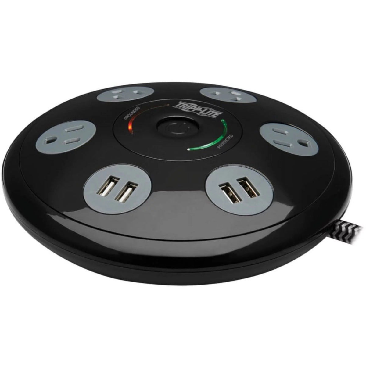 Surge Protector with 4 Outlets & 4 USB-A Ports 6ft Cord Black L188
