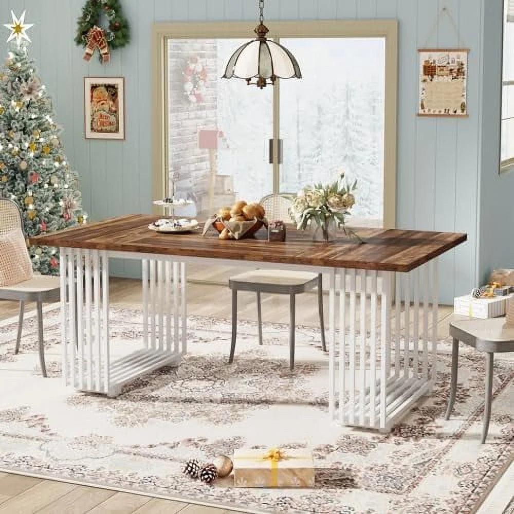 White 70.8 Inch Dining Table with Gold Metal Legs I8653