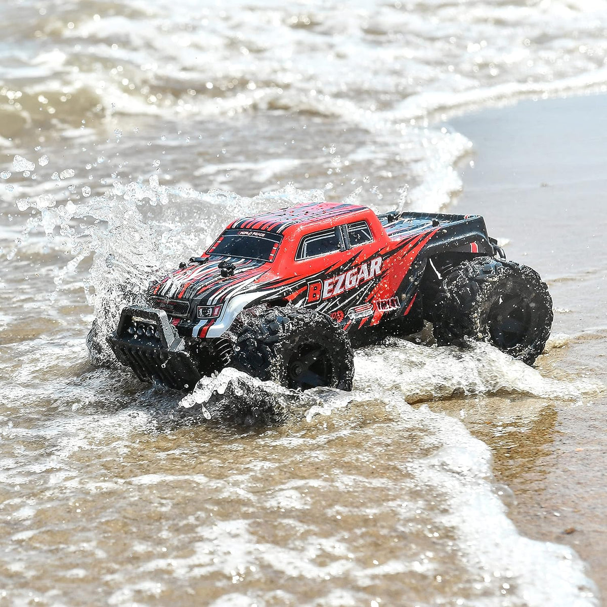 1:14 Scale Remote Control Car, 4WD Electric Toy Off Road RC Monster Truck with Two Rechargeable Batteries J179