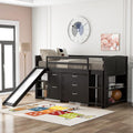 Twin Loft Bed with Slide, Ladder and Guardrail J7512