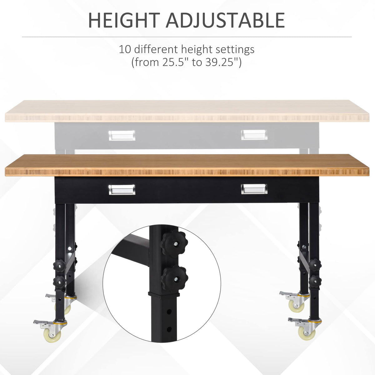Mobile Workbench with Four Lockable Casters J6068