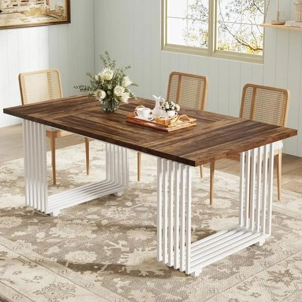 White 70.8 Inch Dining Table with Gold Metal Legs I8653