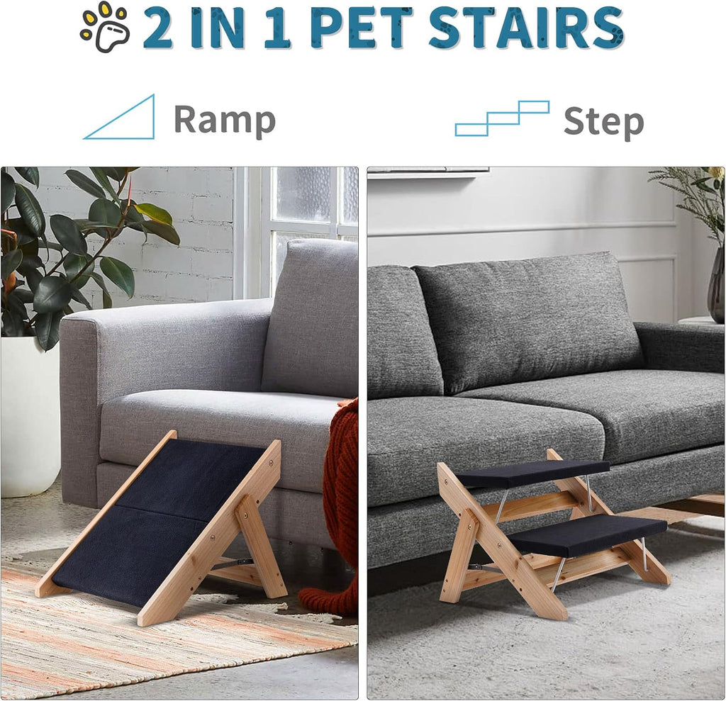 2 in 1 Foldable Wooden Non Slip Pet Stairs T500