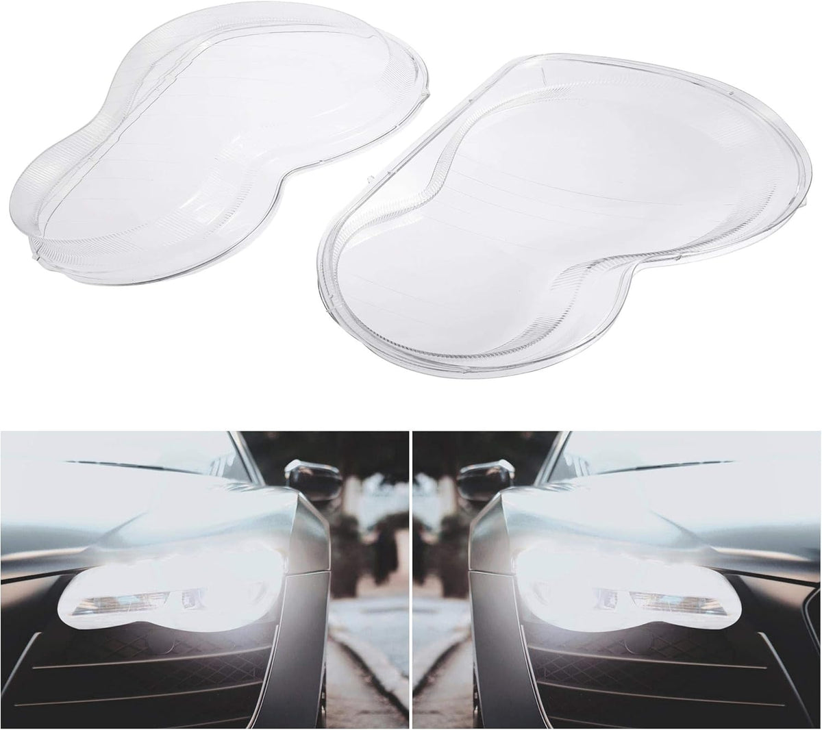 1 Pair Car Front Headlight Headlamp Lens Cover PC Shell H730032