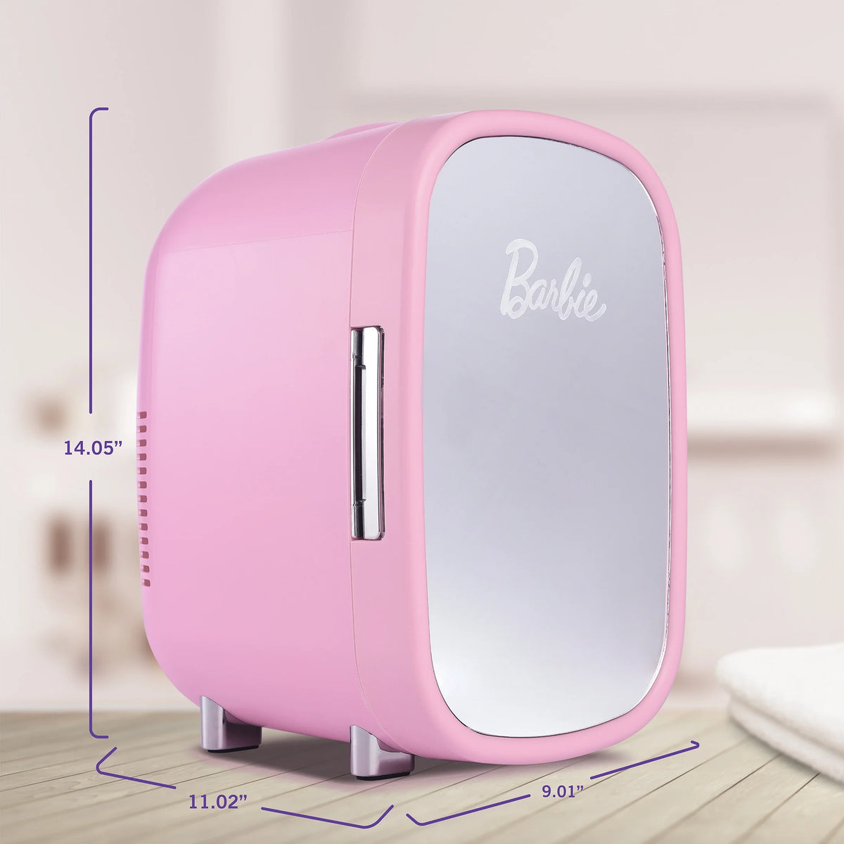 Pink 7L Mini Fridge with Glass Mirror Door N974