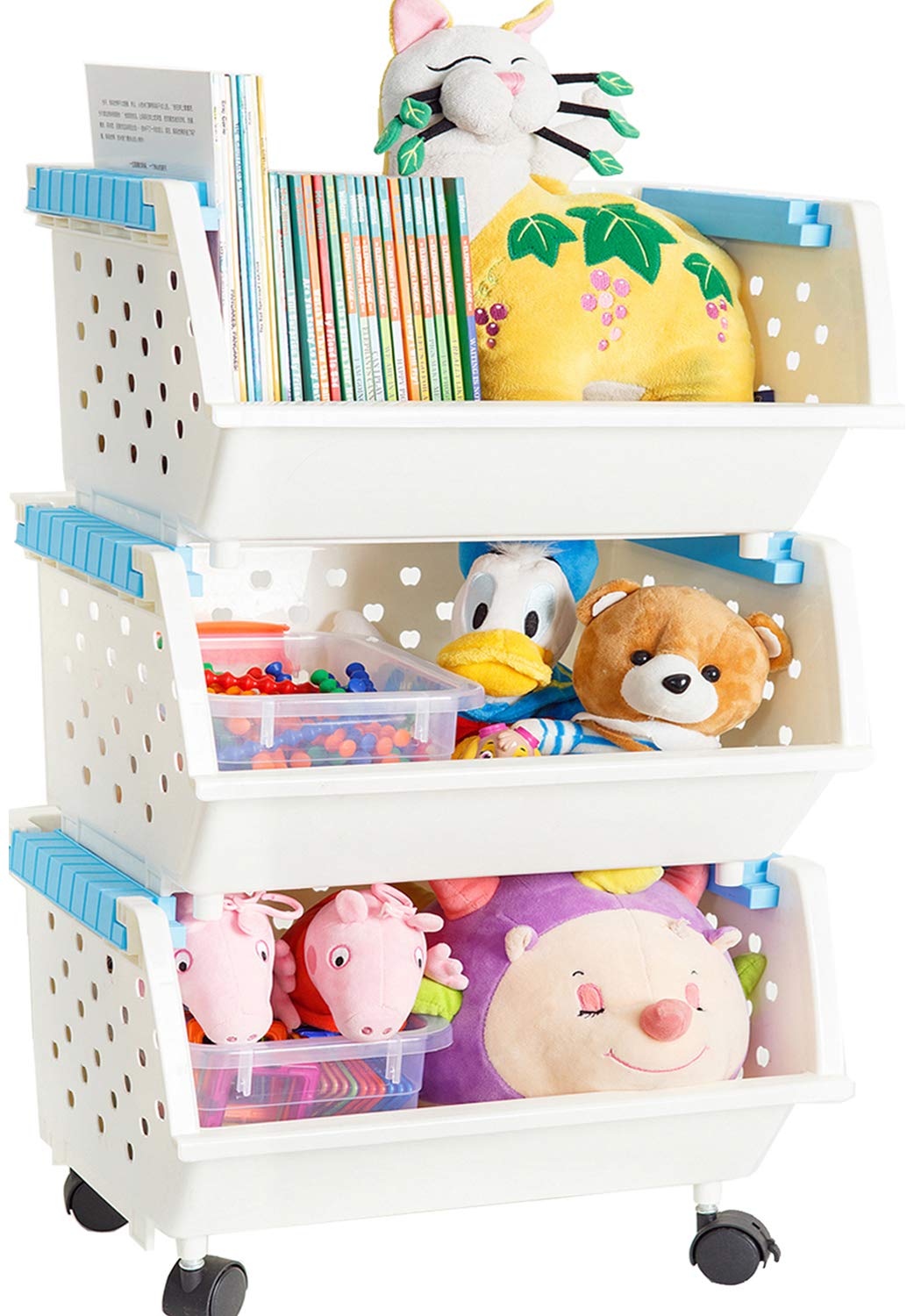 4 Baskets Kids' Toys Storage Organizer with Wheels W510