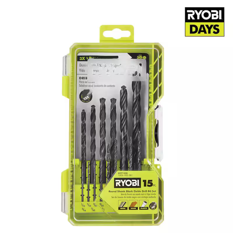 15-Piece Black Oxide Drill Bit Set P122229