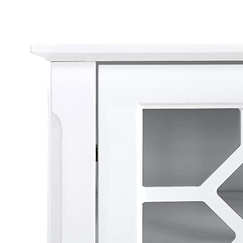 White Glass Door Sideboard Buffet Cabinet with Adjustable Shelves Q81838