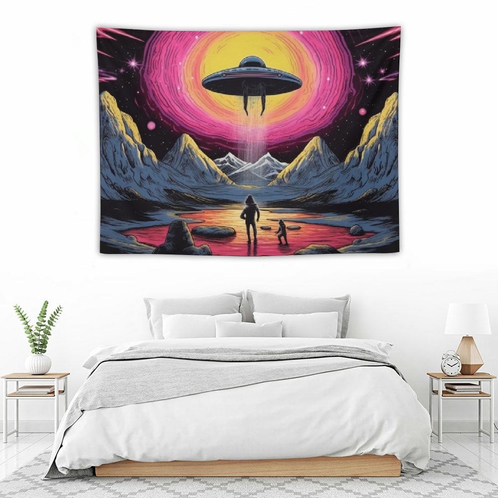 UFO Astronaut Galaxy Space Wall Art Tapestry W8182