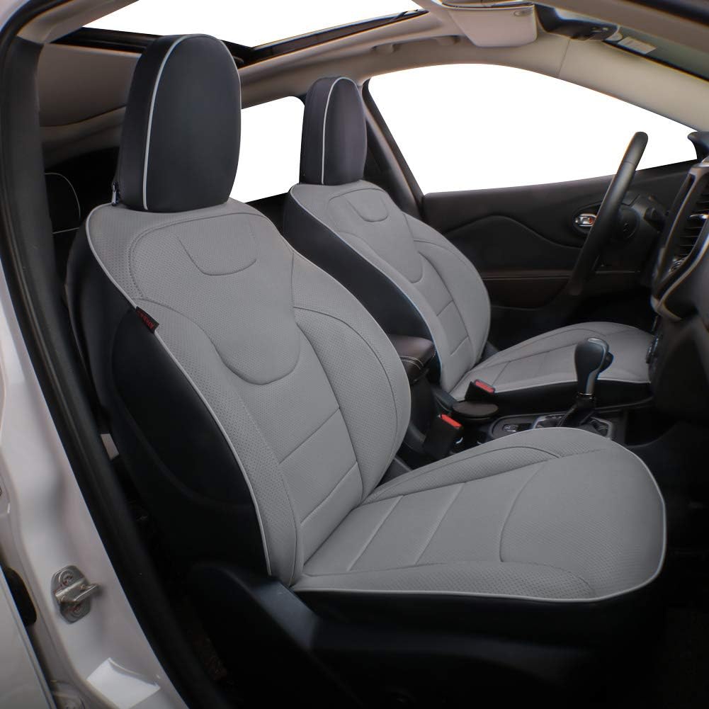 Custom Fit Full Set Car Seat Covers Leatherette Black/Gray S1684